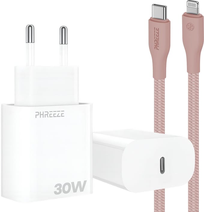 30w snellader met kabel geschikt voor iPhone en iPad met Lightning poort - Usb C adapter set