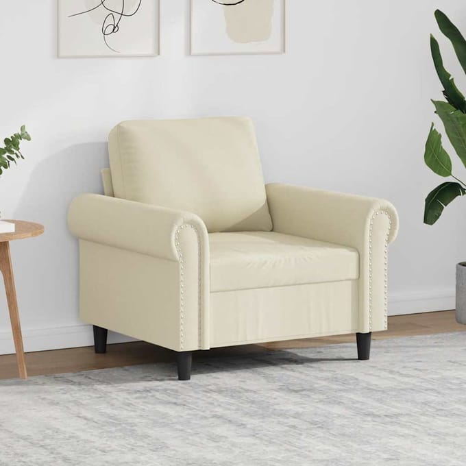 vidaXL Fauteuil 60 cm kunstleer crèmekleurig