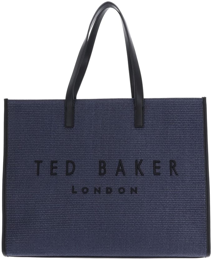 Ted Baker shopper Pallmer Faux Raffia Large Icon Bag Navy donkerblauw