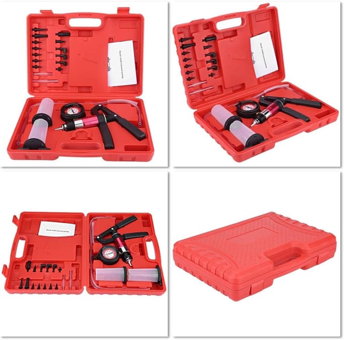 Vacuümpomp Druk Tester - Remontluchter Kit - Vacuümsystemen Testen - Uitgebreide Adapter Set - 22 Delig - Rood