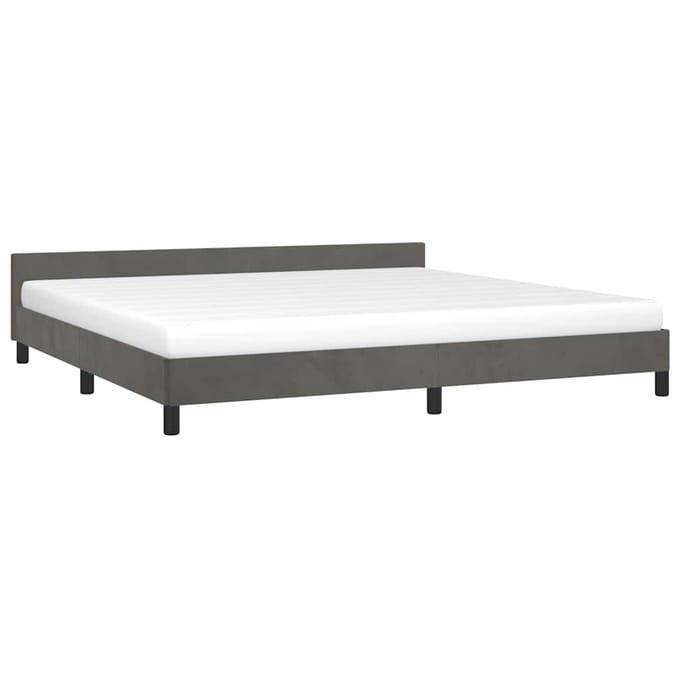 vidaXL - Bedframe - zonder - matras - 200x200 - cm - fluweel - donkergrijs