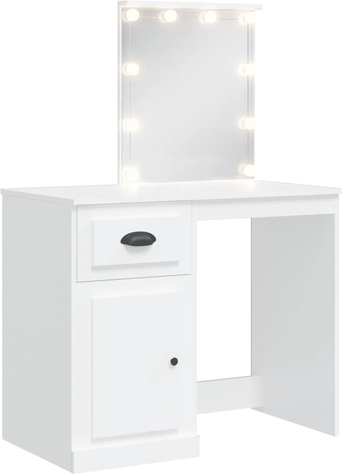 Kaptafel met spiegel en verlichting - Make up tafel - Make up - Toilettafel - Met lades - Wit