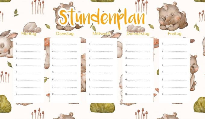 Wallvy - Magnetische Lesplanning - Kleine Bosdieren - 30x17,5CM
