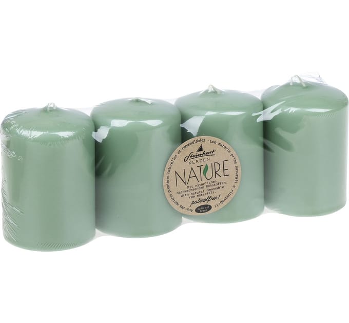 Stompkaarsen "Nature", 4‑pack - Salie