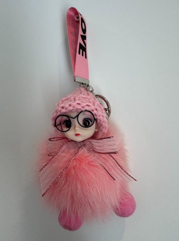 Roze tashanger - Pink bag key hanger- Pink doll - Roze pop - cadeautip