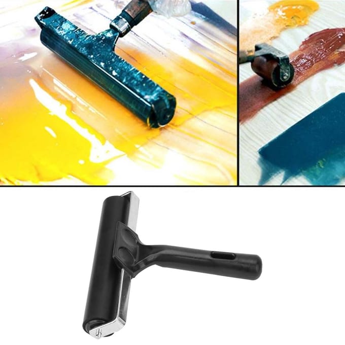 Rubberen Brayer Roller Kunst Inkt Schilderen Druktechniek Roller Stempelgereedschap 15 cm black