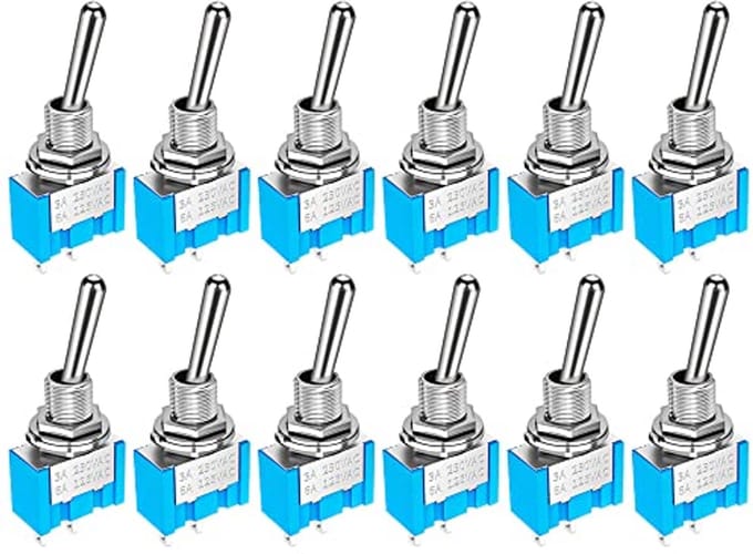 12 Delige Mini Tuimelschakelaar Set - SPST Aan/Uit Schakelaars voor Elektronische Apparatuur