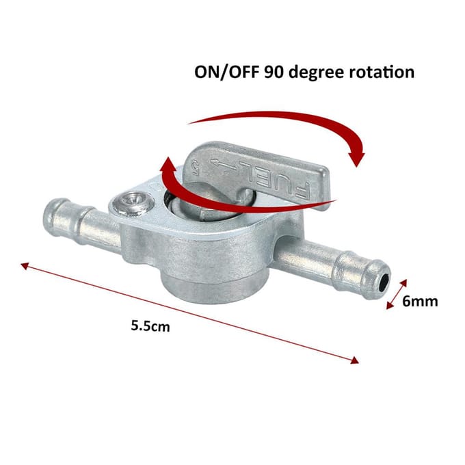 6mm Inline Brandstoftank Kraan Filter Schakelaar voor Crossmotor Quad ATV PIT PRO Buggy gray