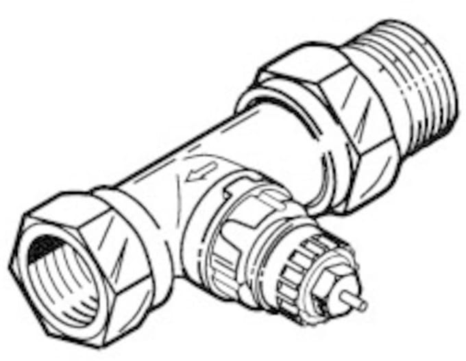 Danfoss Klepbehuizing RA-UR 10 R 3/8, Doorlaat, Mat vernikkeld, 013G3298