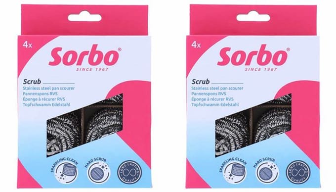 Sorbo Pannenspons RVS - 8 stuks - Pannen en Schalen - Schuurspons
