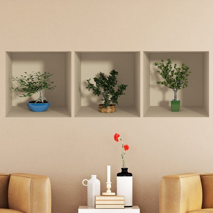 3D-effect sticker van kleine boompjes, 40 x 120 cm