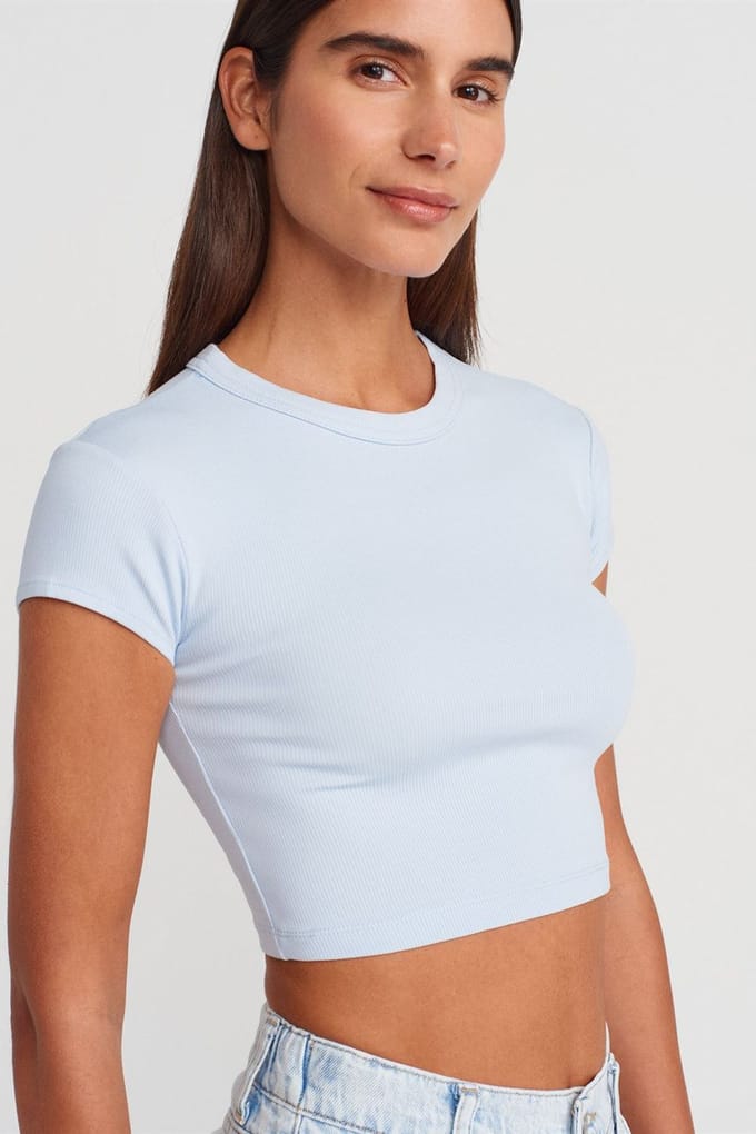 Dames Slim Fit Crop Crew Neck T-shirt