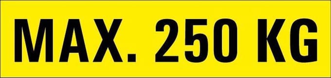 Max 250 kg sticker 200 x 50 mm