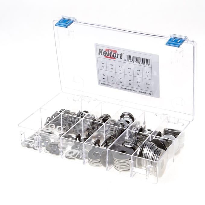Kelfort Assortimentsdoos ring RVS A2 DIN 125 + DIN 9021