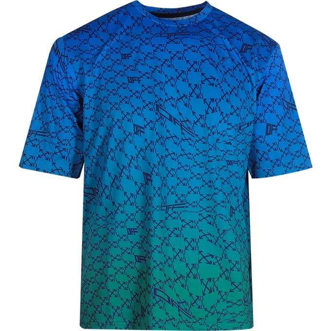 Gebroken wit all-over pauwblauw sport-T-shirt