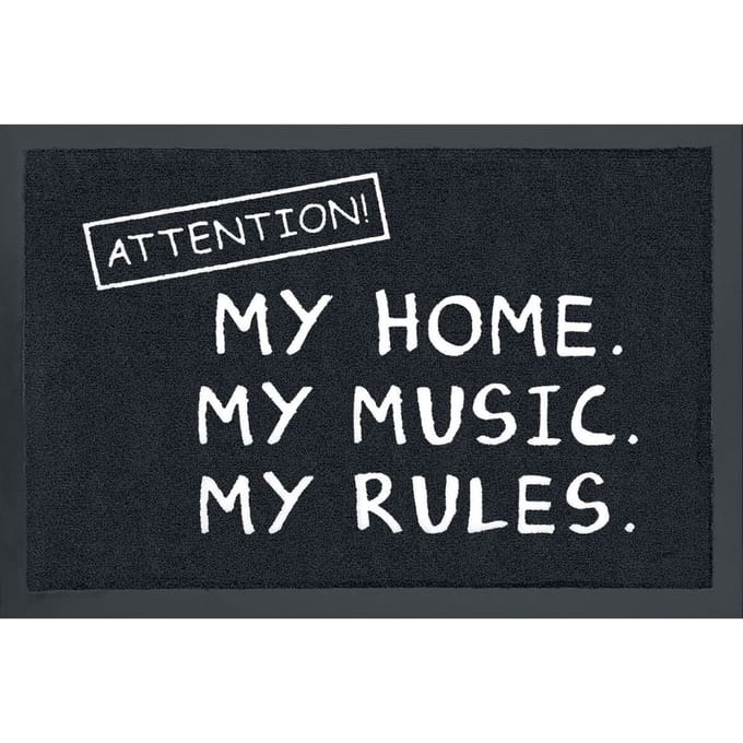 Uitspraken Attention! My Home. My Music. My Rules. Unisex Deurmat - zwart - Standard