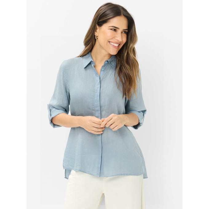 regular fit overhemdblouse van puur linnen model 'VICKY'