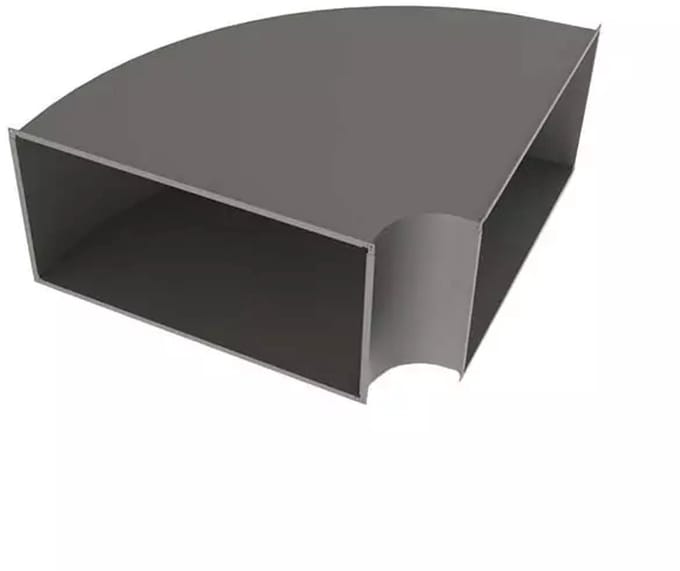 Bocht 90 graden horizontaal B=350 mm x H=150 mm