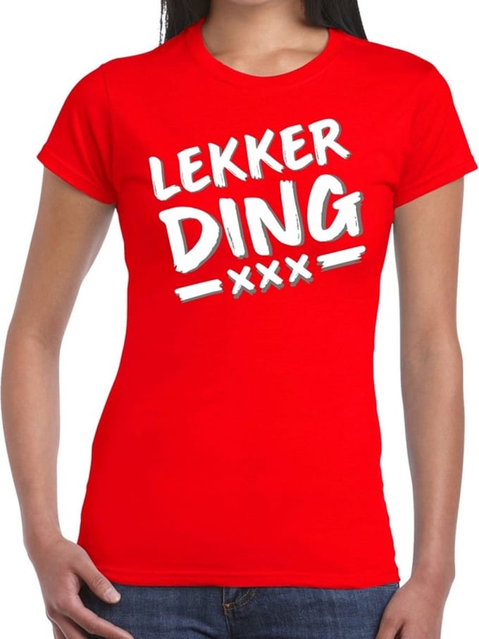 Lekkerding tekst t-shirt rood dames S