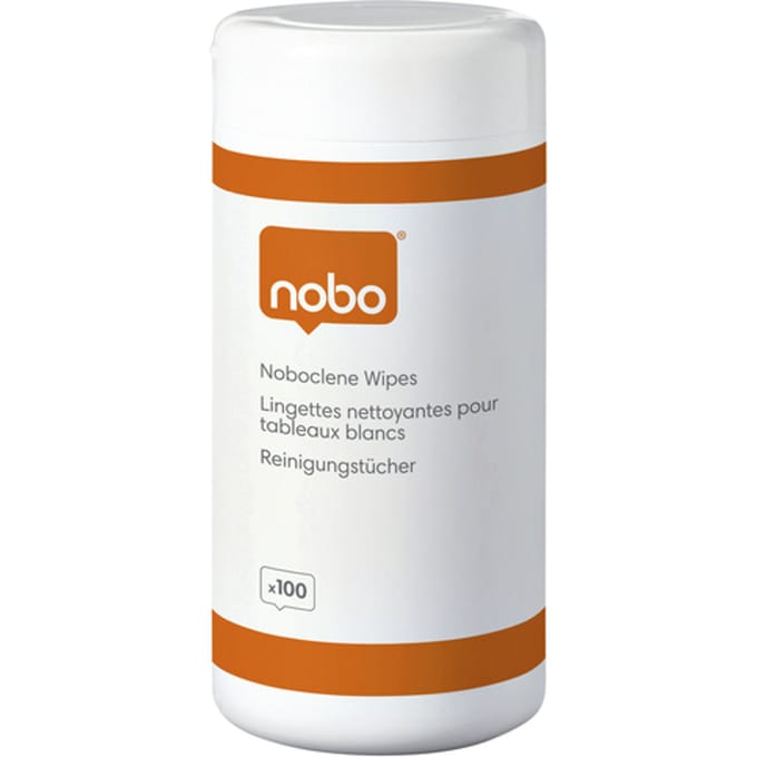 Whiteboard reinigingsdoekjes Nobo pot met 100 stuks