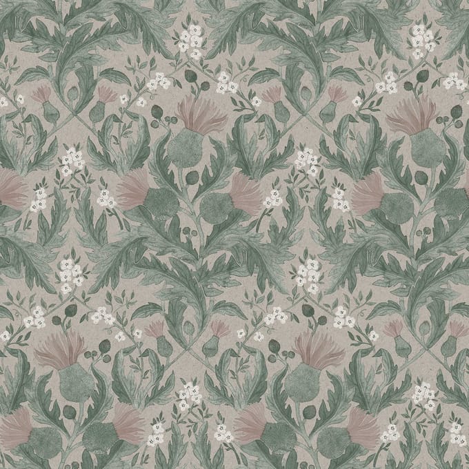 Boråstapeter Vliesbehang 7203 - In Bloom - Botanisch Taupe - 53cm x 10.05m