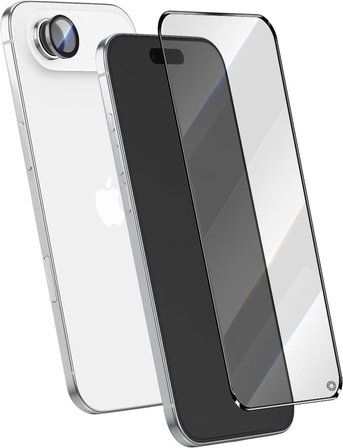 Force Case, Screenprotector geschikt voor iPhone Air - 2.5D Tempered Glass met Lens Protector, Transparant
