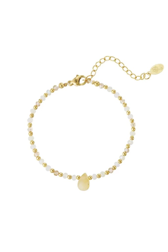 yw yehwang- Kralenarmband met druppel bedel - gebroken wit