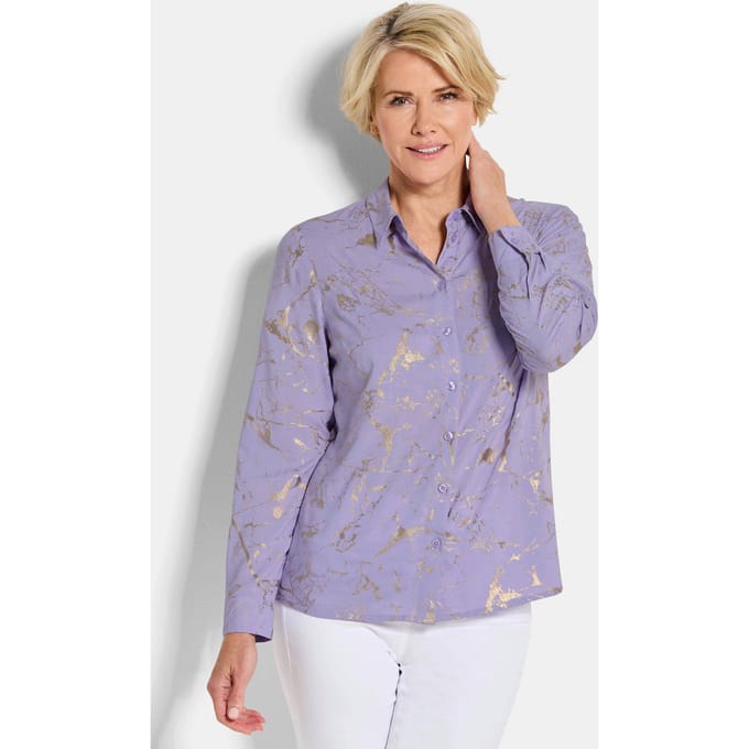Overhemdblouse met metallic print - sering / gedess. - Gr. 38 van Goldner Fashion