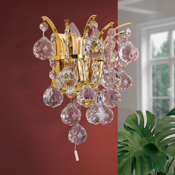 ORION Gouden kristallen wandlamp LENNARDA