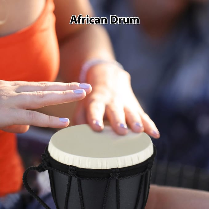 4 Inch Afrikaanse Drum Draagbare Hand Drum Lichtgewicht Hand Clapping Drum Kleurrijk Patroon Bongo Drum Blue Flame black