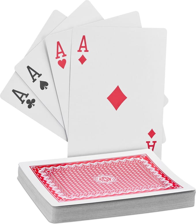 grote pokerkaarten - 54 kaarten - 18 x 13 cm - waterafstotend - XXL - plastic