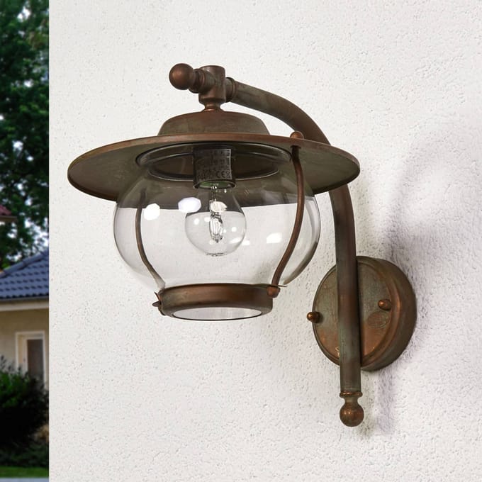 Moretti Luce Buitenwandlamp Adessora, antiek messing