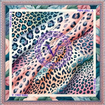 Sjaal V 1969 Rainbow Felins zijden carré