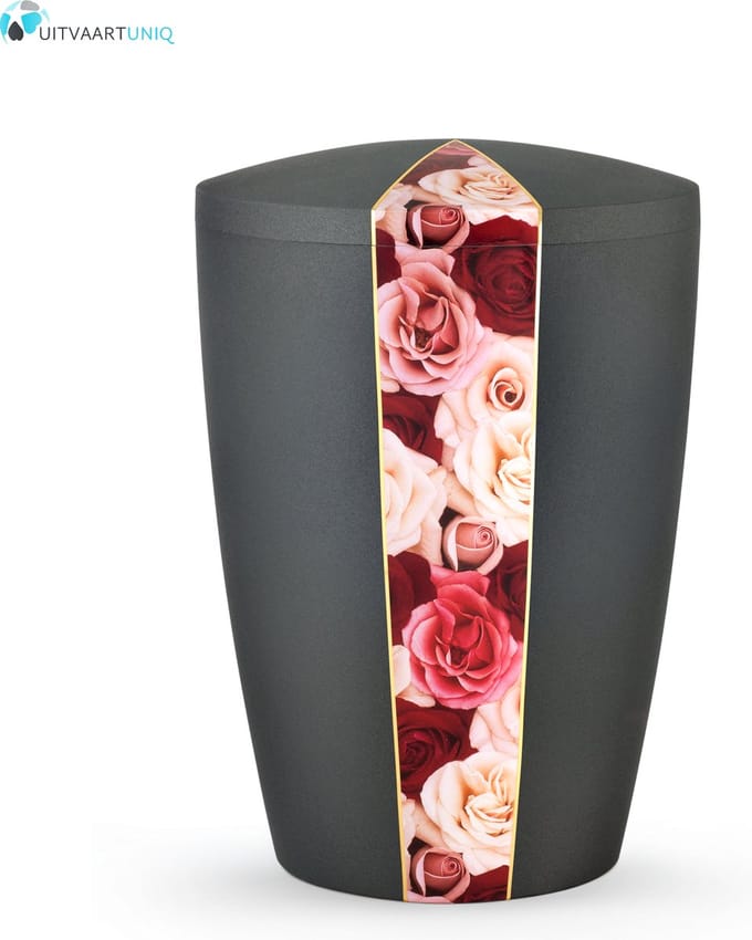 Urn antraciet fluweel rozen - bio
