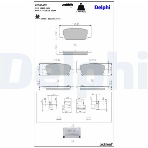 Remblokset, schijfrem DELPHI LP5034EV