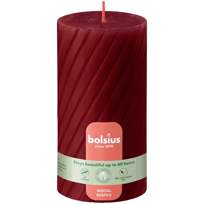 Bolsius - Rustiek Twist Stompkaars - Rood - 130/68 mm