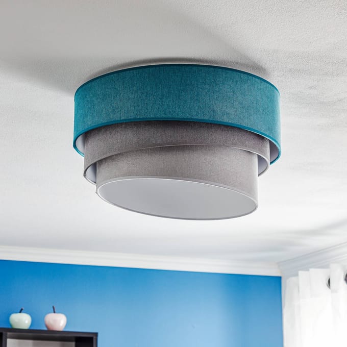 Duolla Plafondlamp Pastel Trio 45 cm turquoise/grijs/lichtgrijs