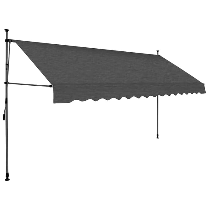 vidaXL - Luifel - handmatig - uitschuifbaar - met - LED - 350 - cm - antracietkleurig