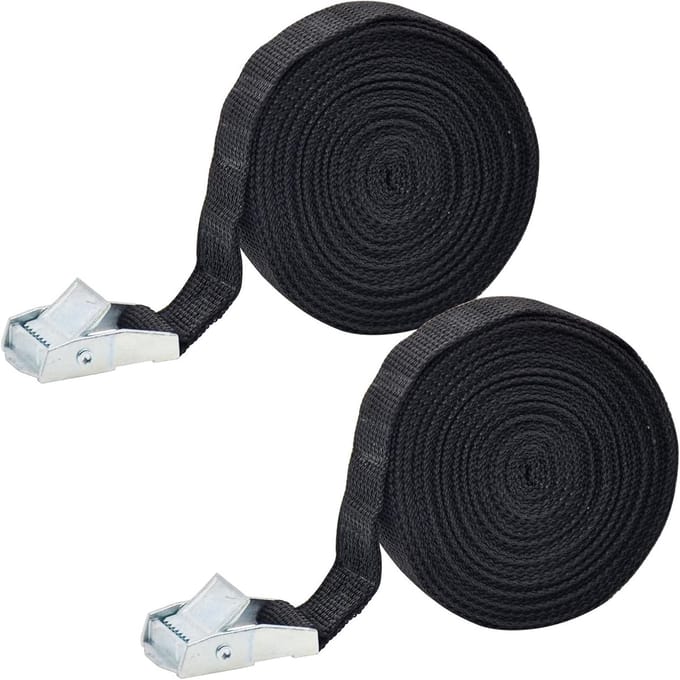 Spanbanden Set - Spanriemen Gesp - Vracht Beveiligen - Zware Kwaliteit Polyester - 25MM X 5M - Zwart