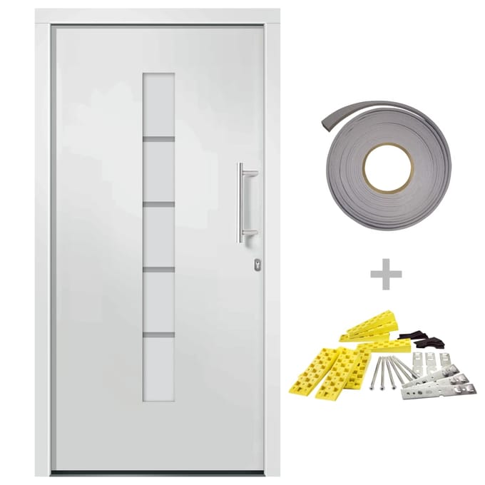 vidaXL - Voordeur - 100x200 - cm - aluminium - en - PVC - wit
