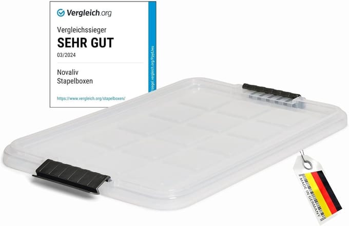 Novaliv 1x vervangende deksel 15 liter met clipsluiting 41x29 cm transparant