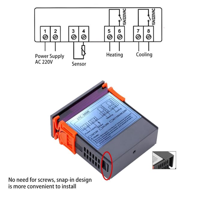STC-3000 Digitale Temperatuurschakelaar Controller Celsius Fahrenheit Display Verwarming Koelrelais NTC Sensor Temp 220V