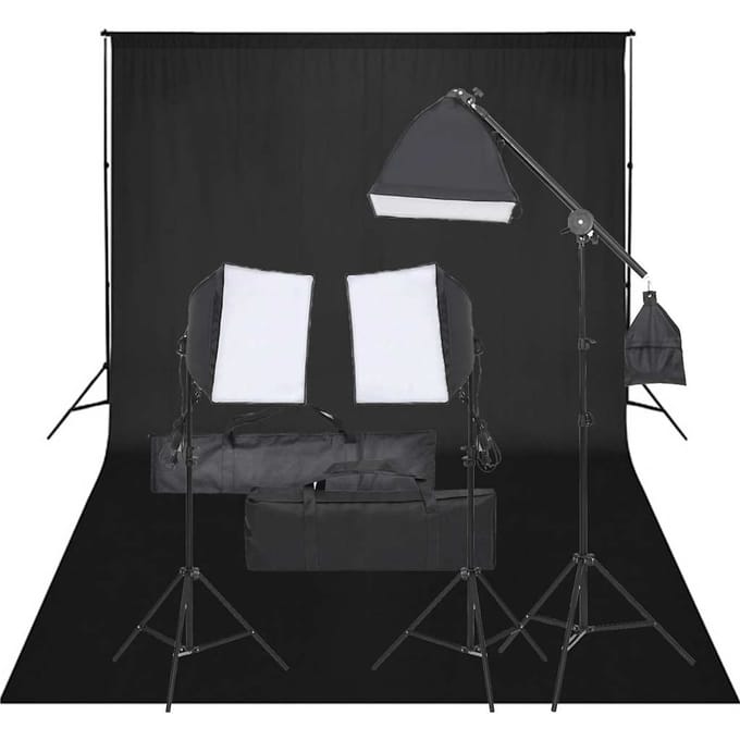 vidaXL - Fotostudioset - met - verlichtingsset - en - achtergrond
