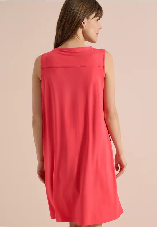 Knielange jersey jurk met V-hals