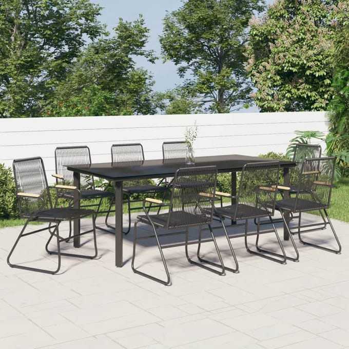 vidaXL - 9-delige - Tuinset - PVC-rattan - zwart