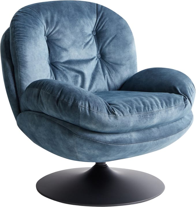 NOLVIK - Fauteuil - Donkerblauw - Fluweel