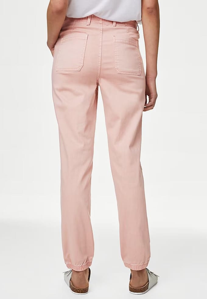 M&S Collection Dames Katoenmix Slim Fit Enkel Grazer Joggers Roze