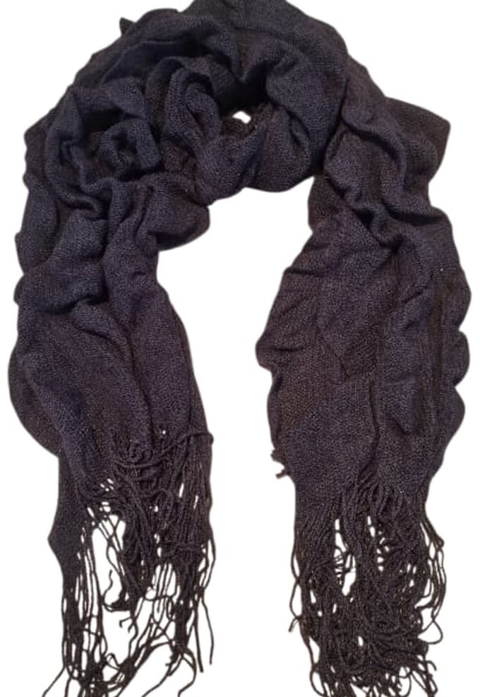 sjaal dames - bruin - gebreid - met ruches - licht maar warm -180cm x 35cm
