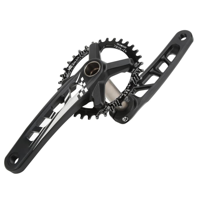 Pédalier VTT, manivelle creuse, plateau intégré, manivelle, noir black