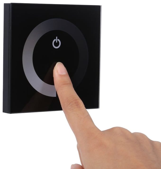 Dimmer Wandschakelaar voor LED Strip - Enkele Kleur Touch Paneel Controller DC 12V-24V, Zwart